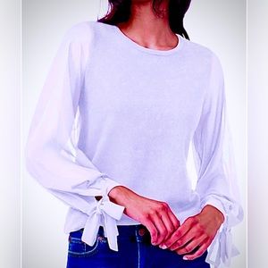 NWT SIONI PURPLE TIE SLEEVE CREPE BLOUSE TOP S ANTHROPOLOGIE